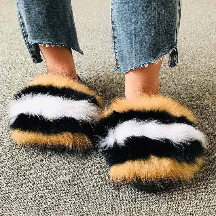 Wholesale fox fur slippers women's outdoor slippers home fur fur slippers